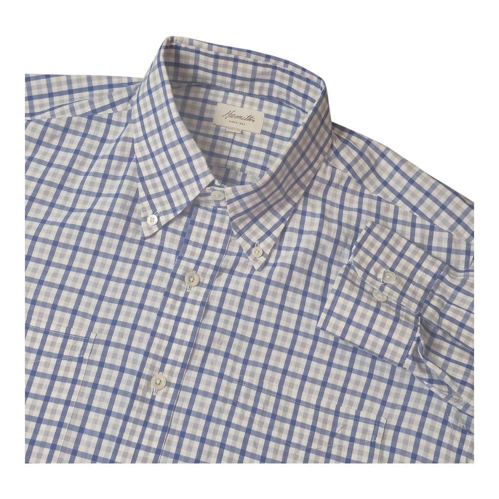 Hamilton May 20 Button Down Long Sleeve Shirt Blue Gray‎ Check Men's XL
